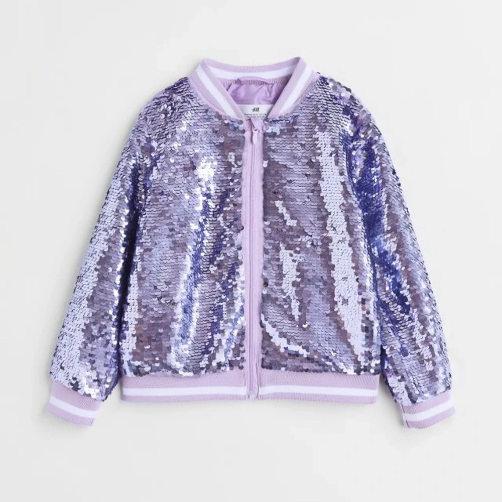 H&M ‘Stay Pawsitive” Girls Sequin Bomber Jacket - Size 6-7Y
